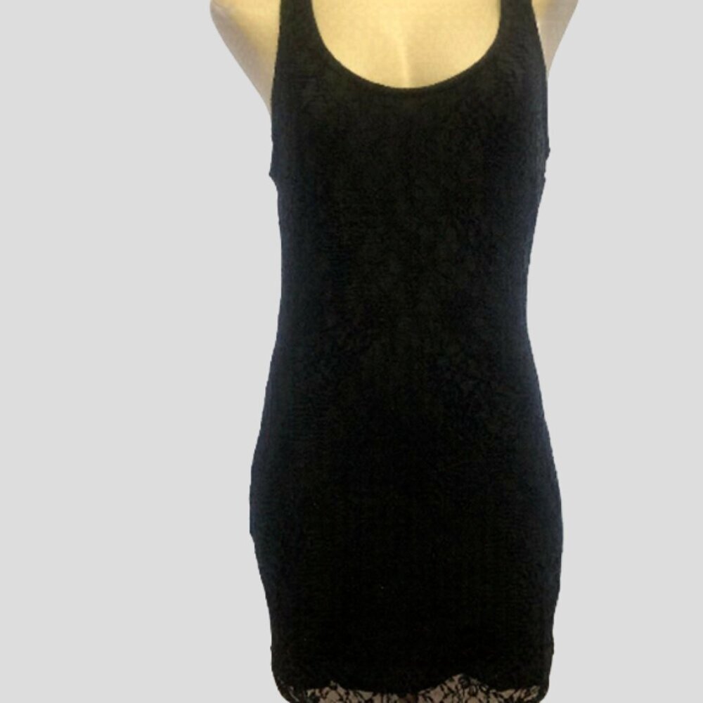 Harlow Black Lace Sleeveless Open Back Mini Party Dress Size Large